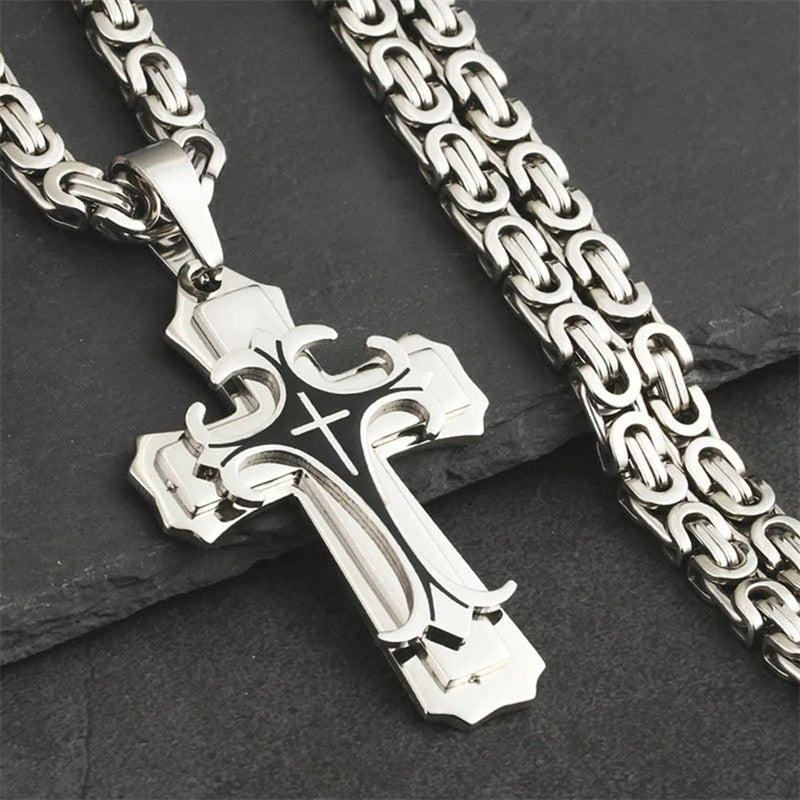 Fashion Jewelry Christian Trinity Latin Cross Necklace For Men