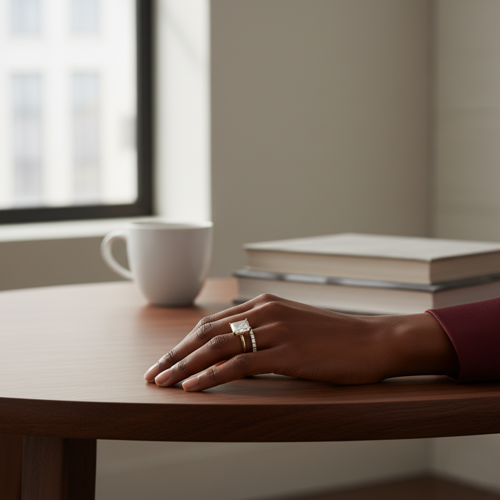 2ct Lab Diamond Ring | Emerald Half Eternity | IGI Certified | 10K