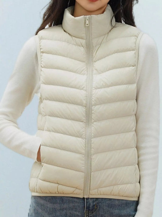 Quilted Zip Up Turtleneck Vest Coat