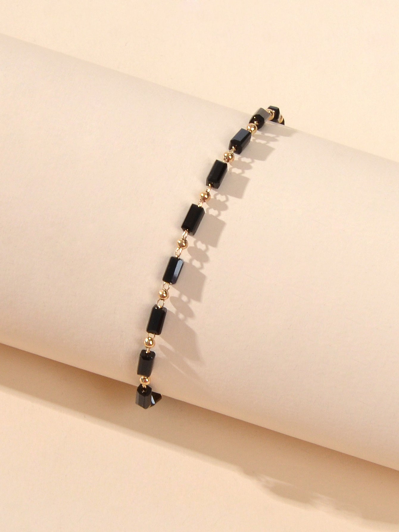1 pc Foot Beach Jewellery Gold Chain Handmade Black Beads Anklet