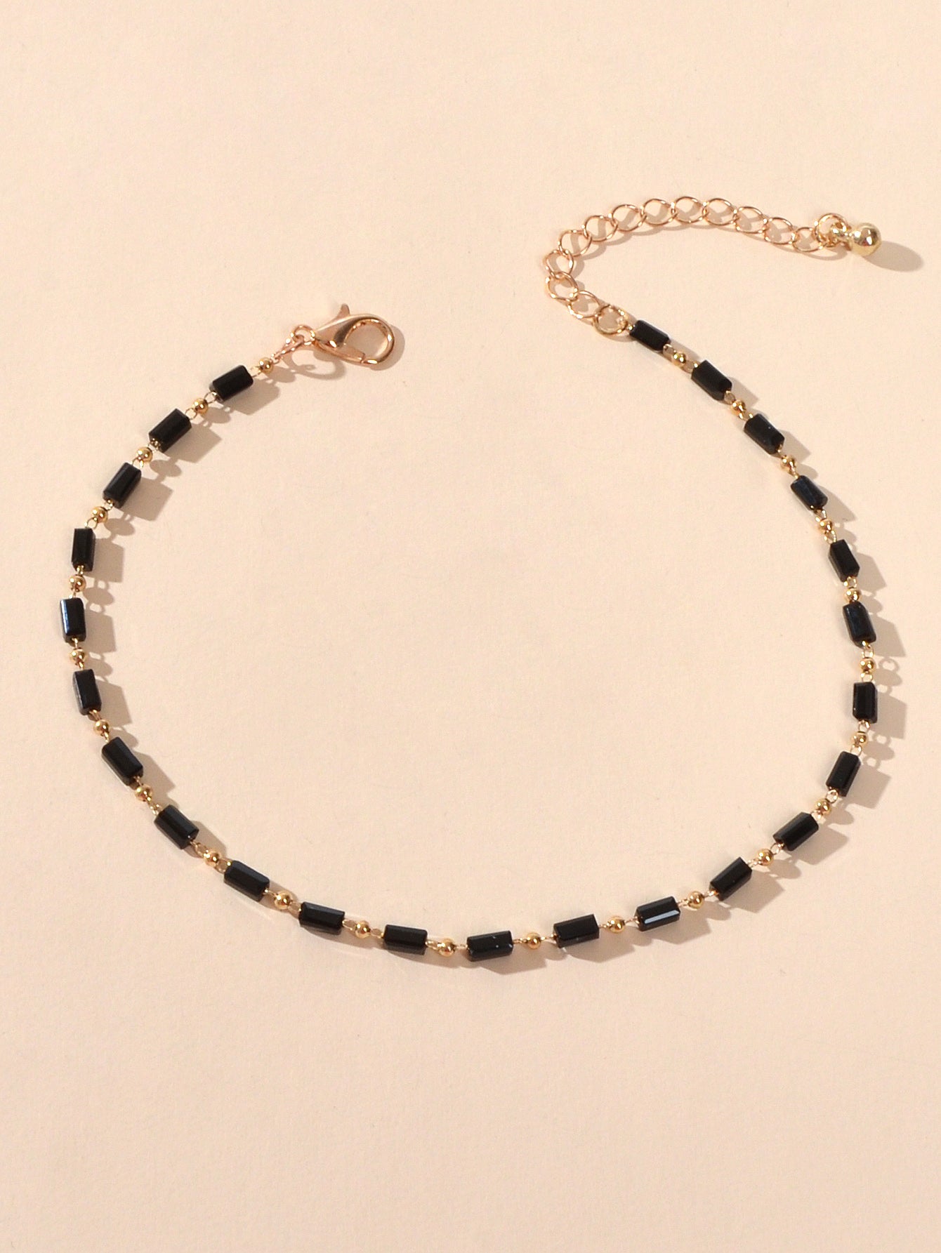 1 pc Foot Beach Jewellery Gold Chain Handmade Black Beads Anklet