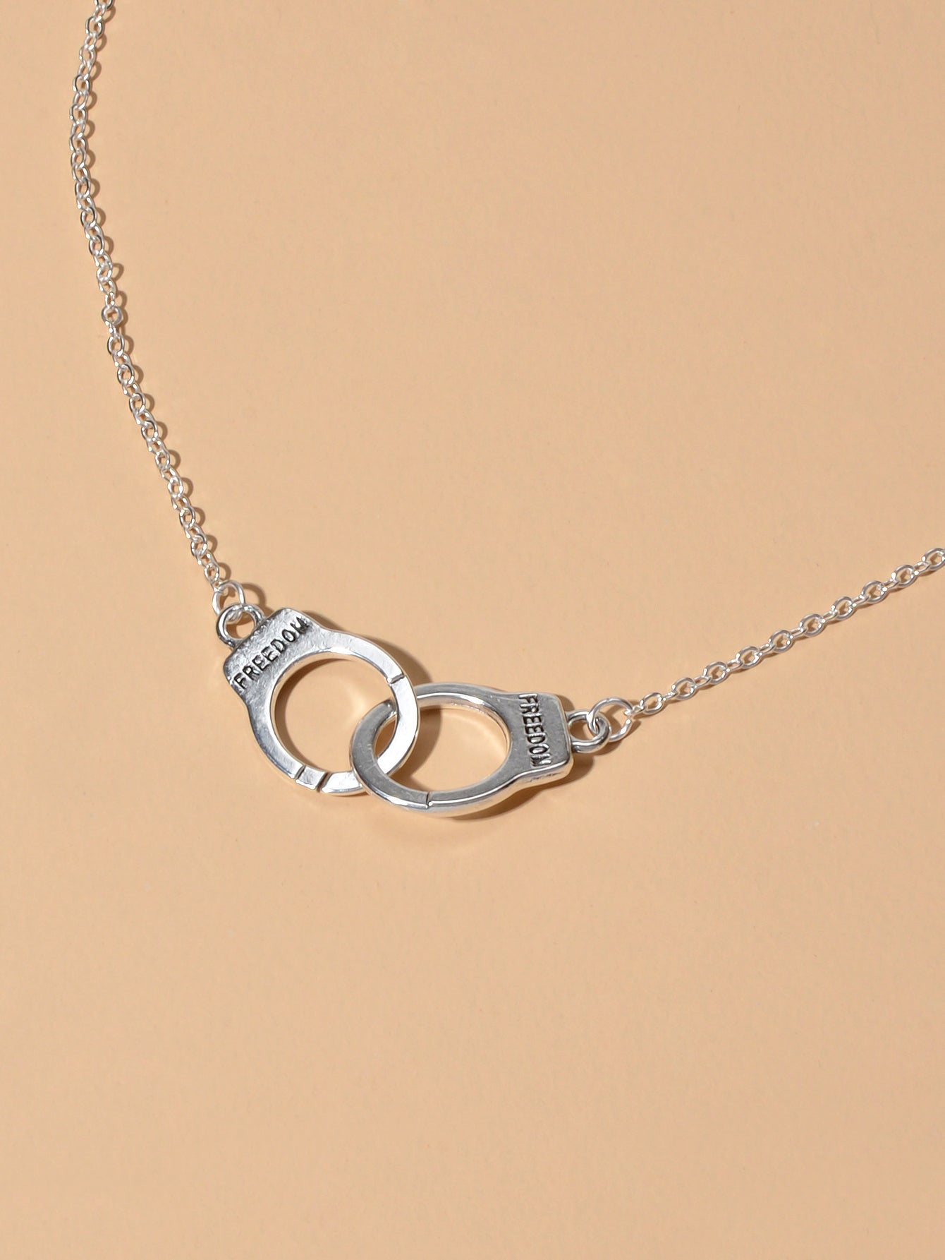 Punk Silver FREEDOM Handcuffs Necklace Boho Lover Jewellery