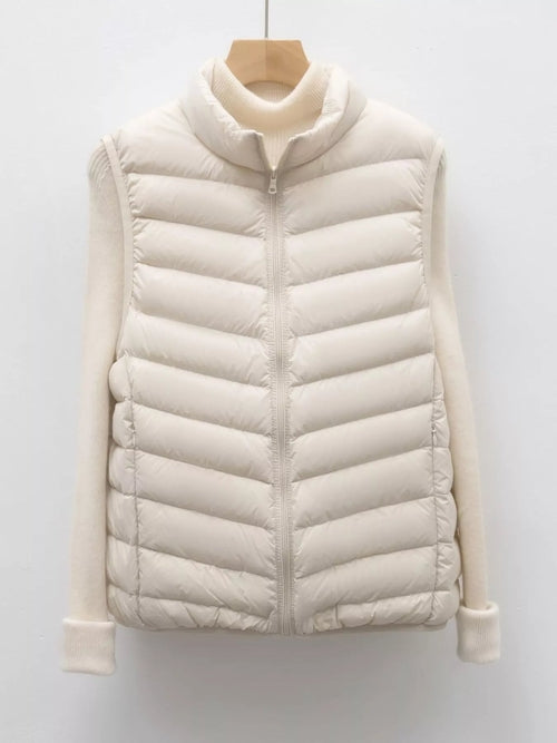 Quilted Zip Up Turtleneck Vest Coat