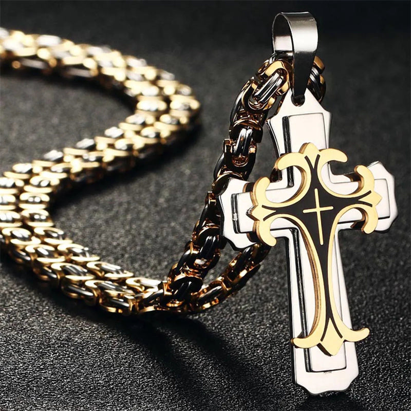 Fashion Jewelry Christian Trinity Latin Cross Necklace For Men