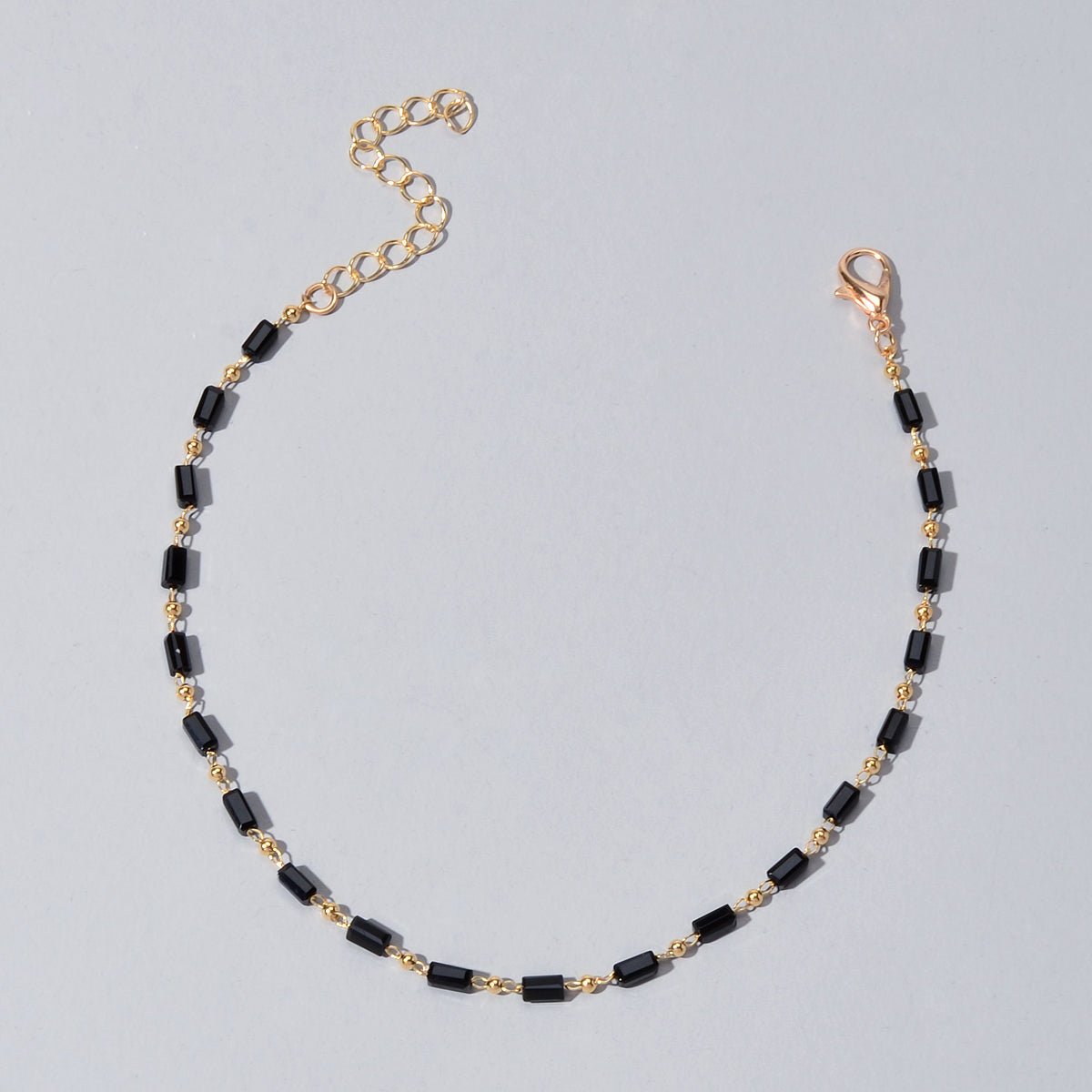 1 pc Foot Beach Jewellery Gold Chain Handmade Black Beads Anklet