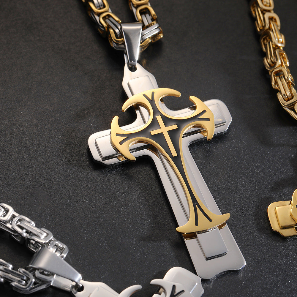 Fashion Jewelry Christian Trinity Latin Cross Necklace For Men