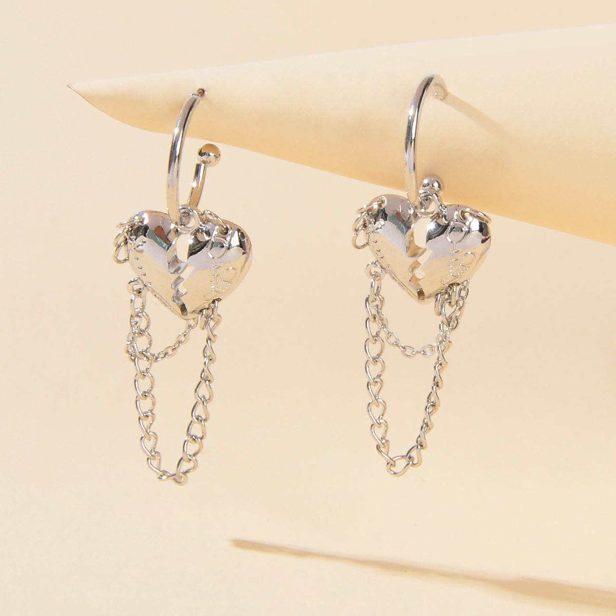 Punk Statement Silver Layered Chain Heart Charm Designer Jewellery