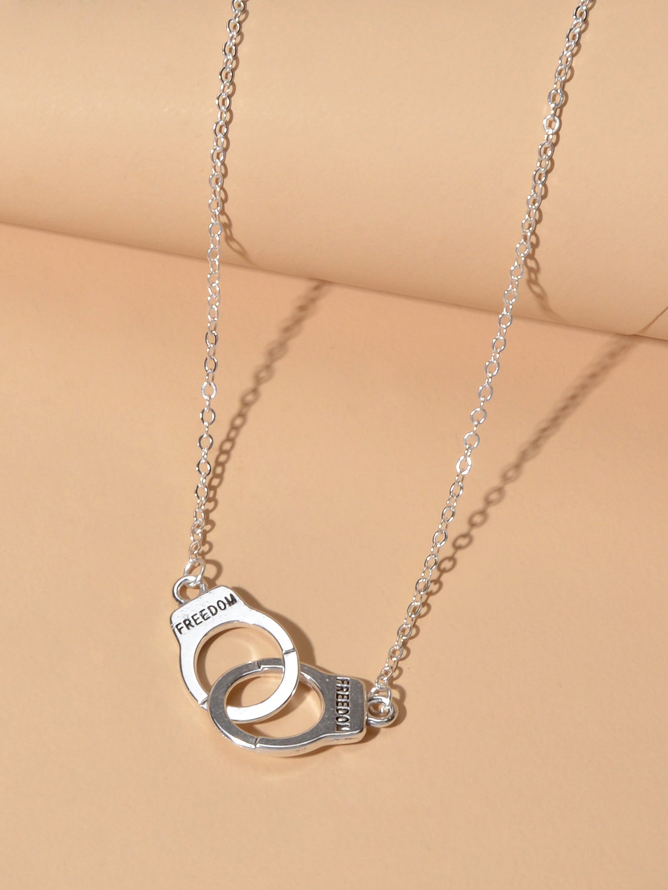Punk Silver FREEDOM Handcuffs Necklace Boho Lover Jewellery