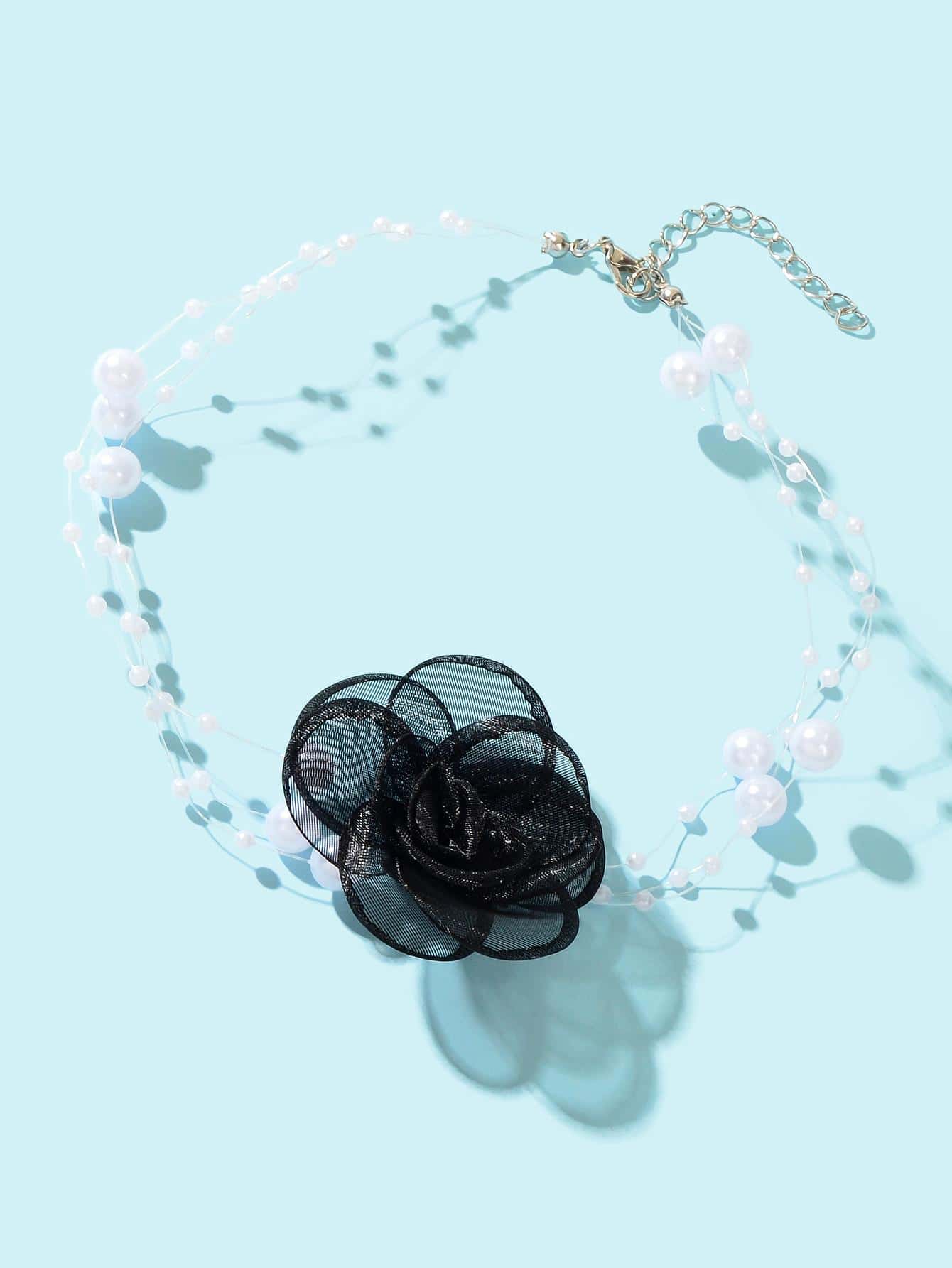 Romantic Jewellery Multi-layer Pearl Chain White Flower Choker Floral