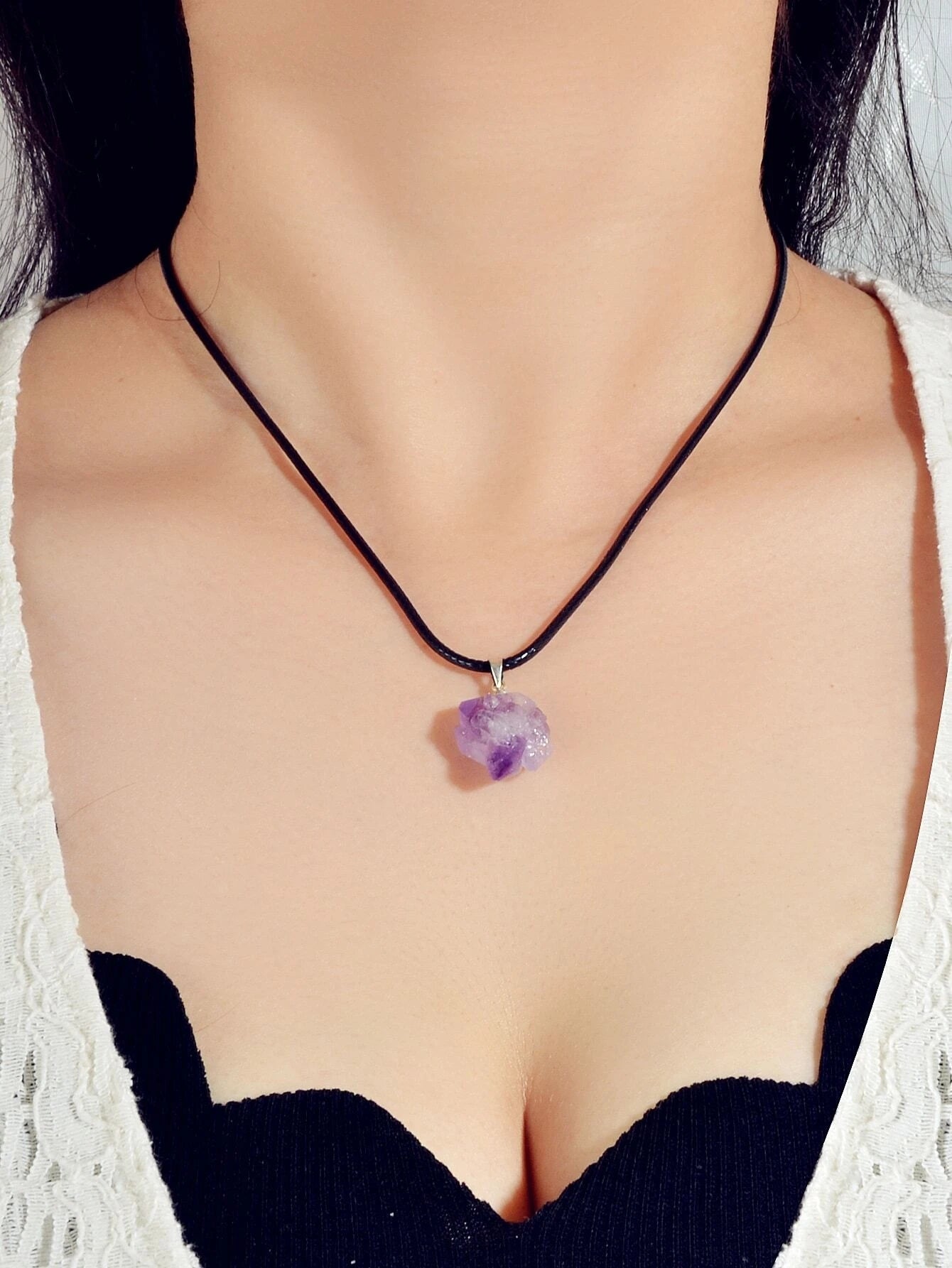 Purple Stone Jewellery 100% Natural Amethyst Quartz Crystal Charm