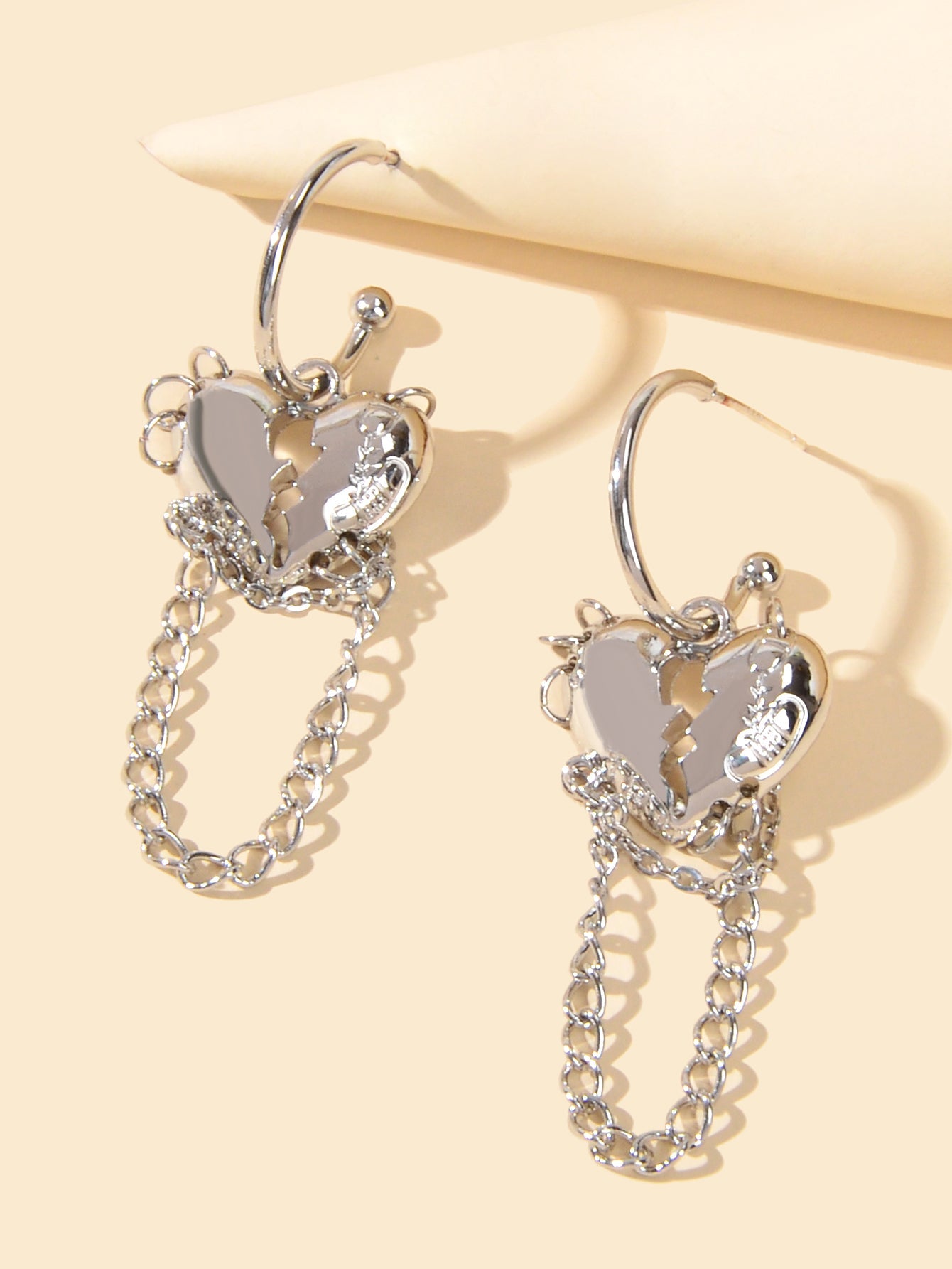 Punk Statement Silver Layered Chain Heart Charm Designer Jewellery