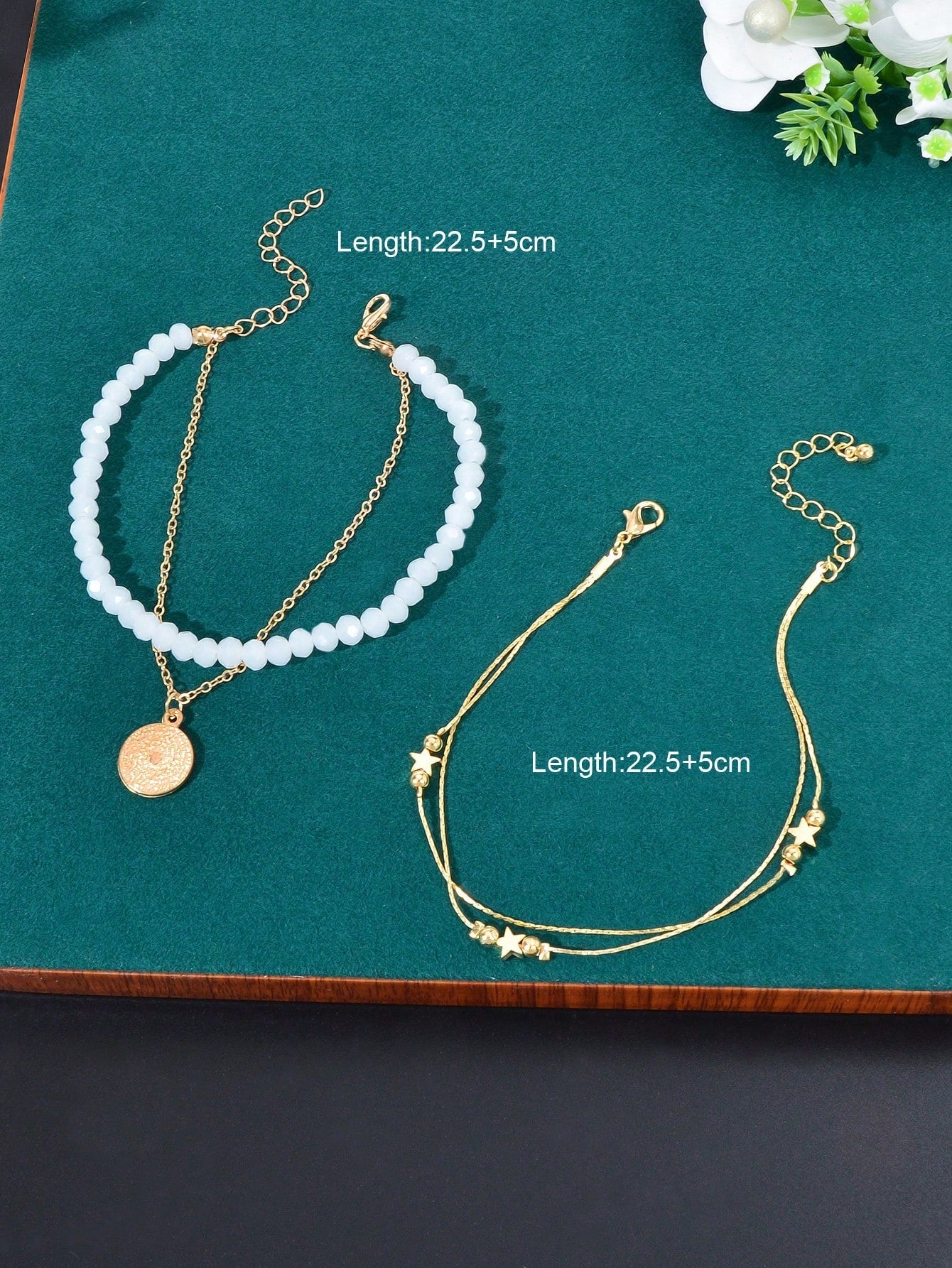 Beach Bliss Set of Two Multi-Layered Anklets Perfect for Vacation