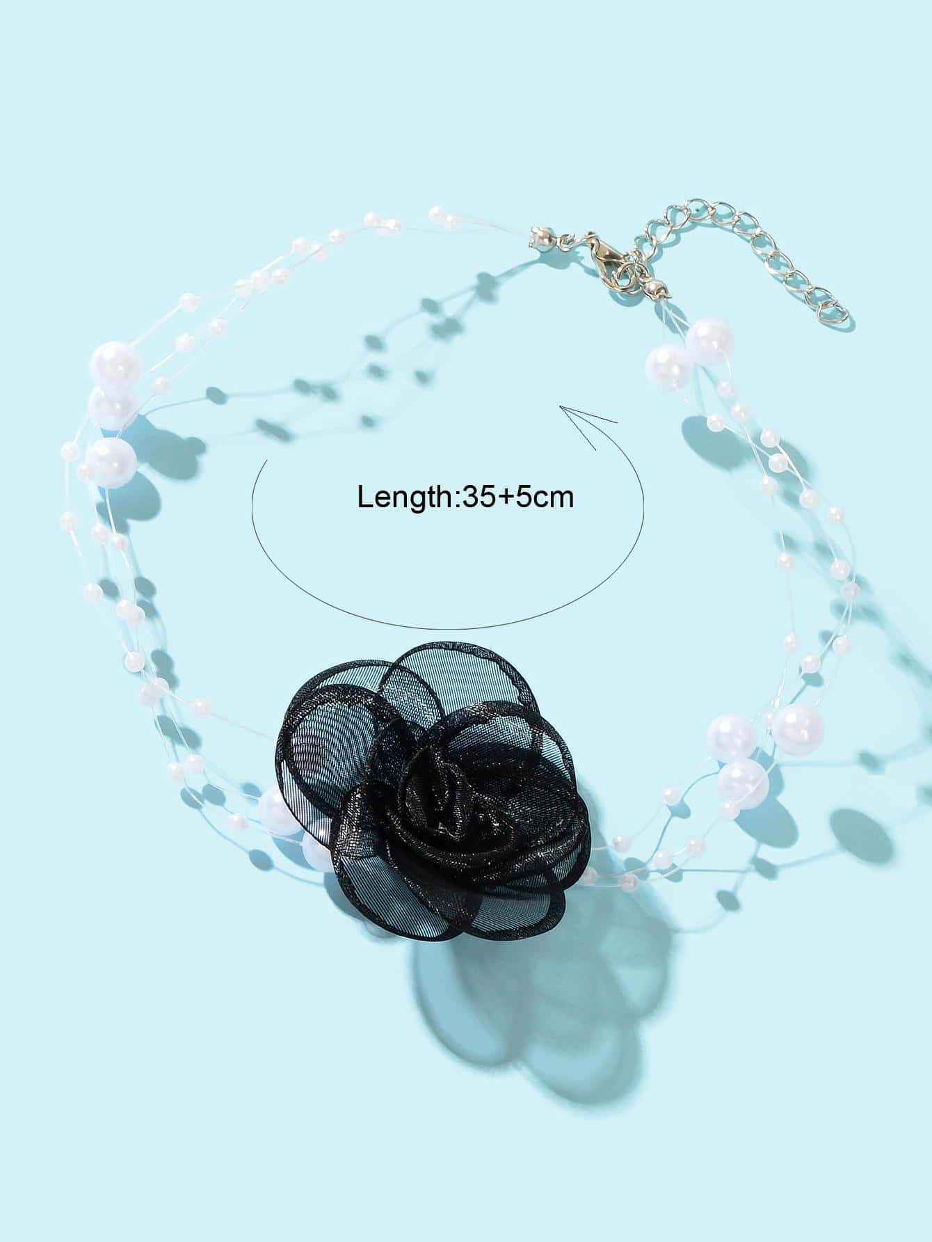 Romantic Jewellery Multi-layer Pearl Chain White Flower Choker Floral