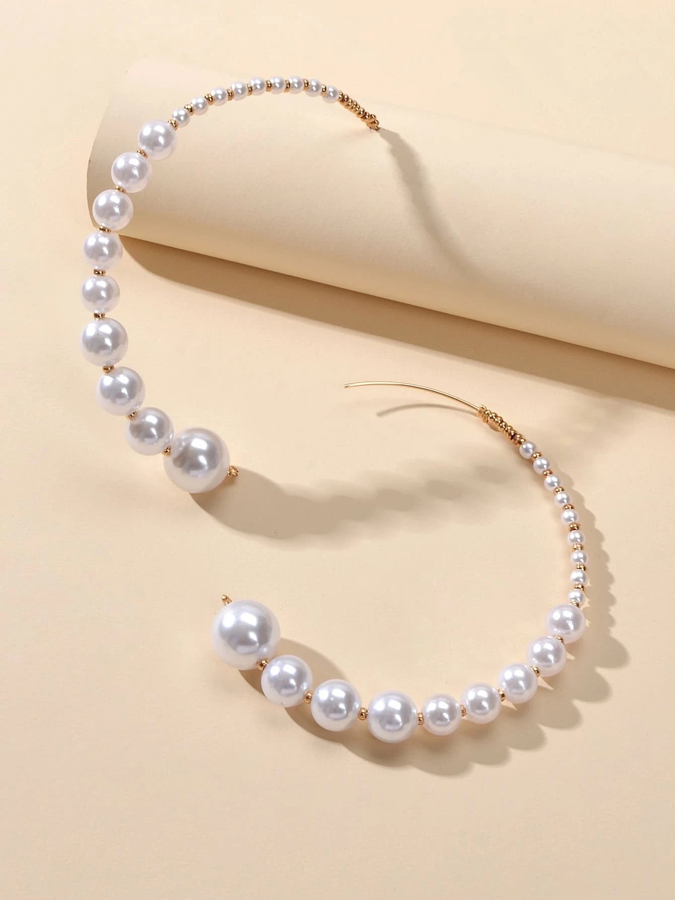 Retro Jewellery Big Pearl Statement Hoop Earrings Fashion Women