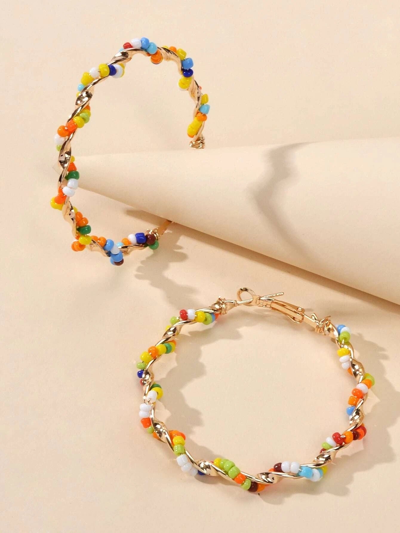 Bohemian Jewellery Seed Beads Decor Handmade Big Hoop Earrings Tribal