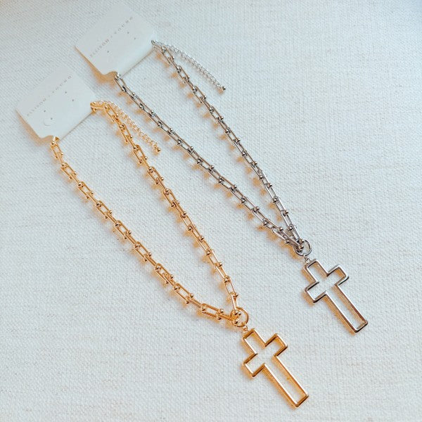 Stylish Cross Pendant U Chain Necklace