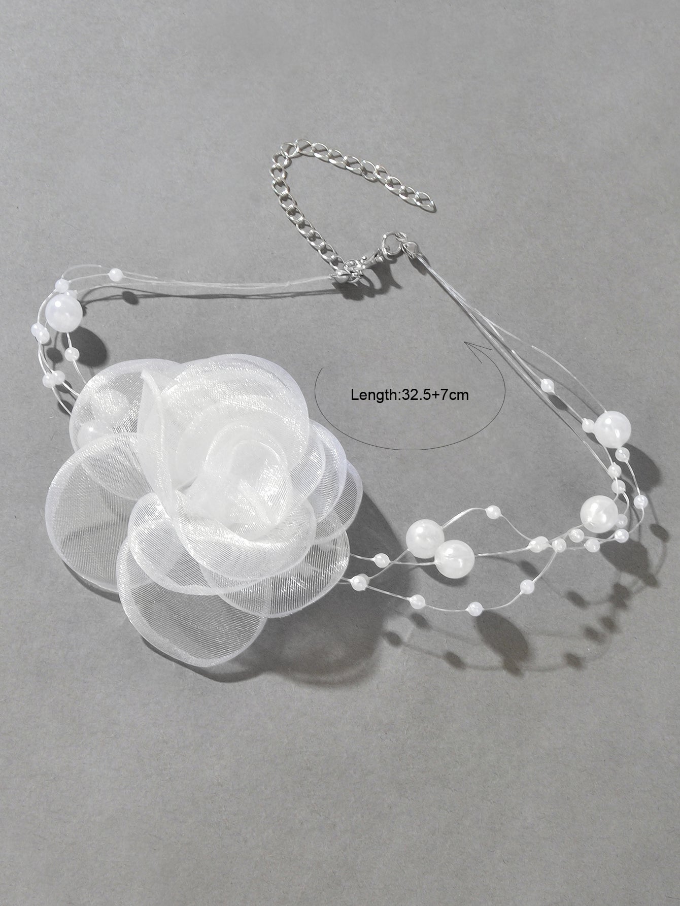 Romantic Jewellery Multi-layer Pearl Chain White Flower Choker Floral