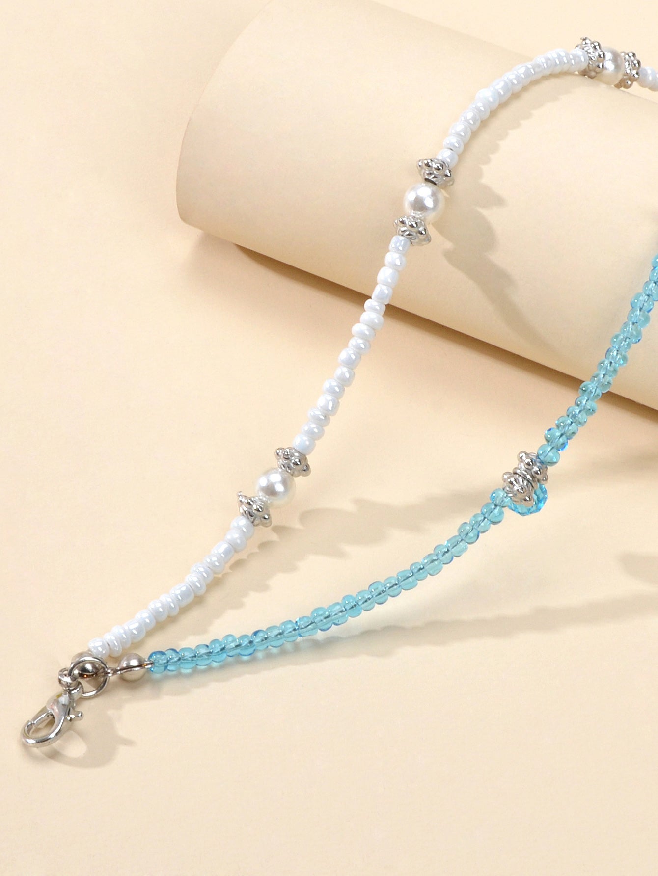 Fashion Jewellery Handmade Double layer Blue White Seed Beads Strand
