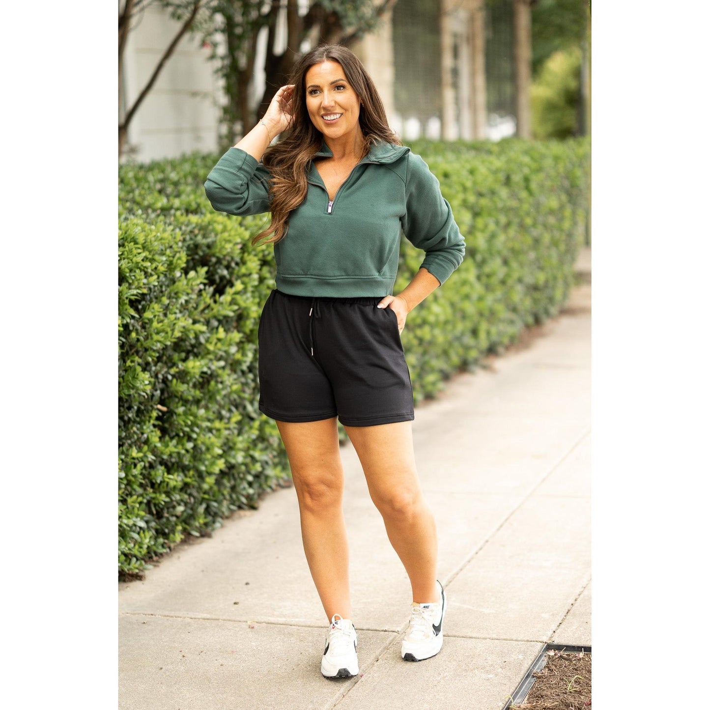 Chrissy - Black Fleece Shorts with Pockets