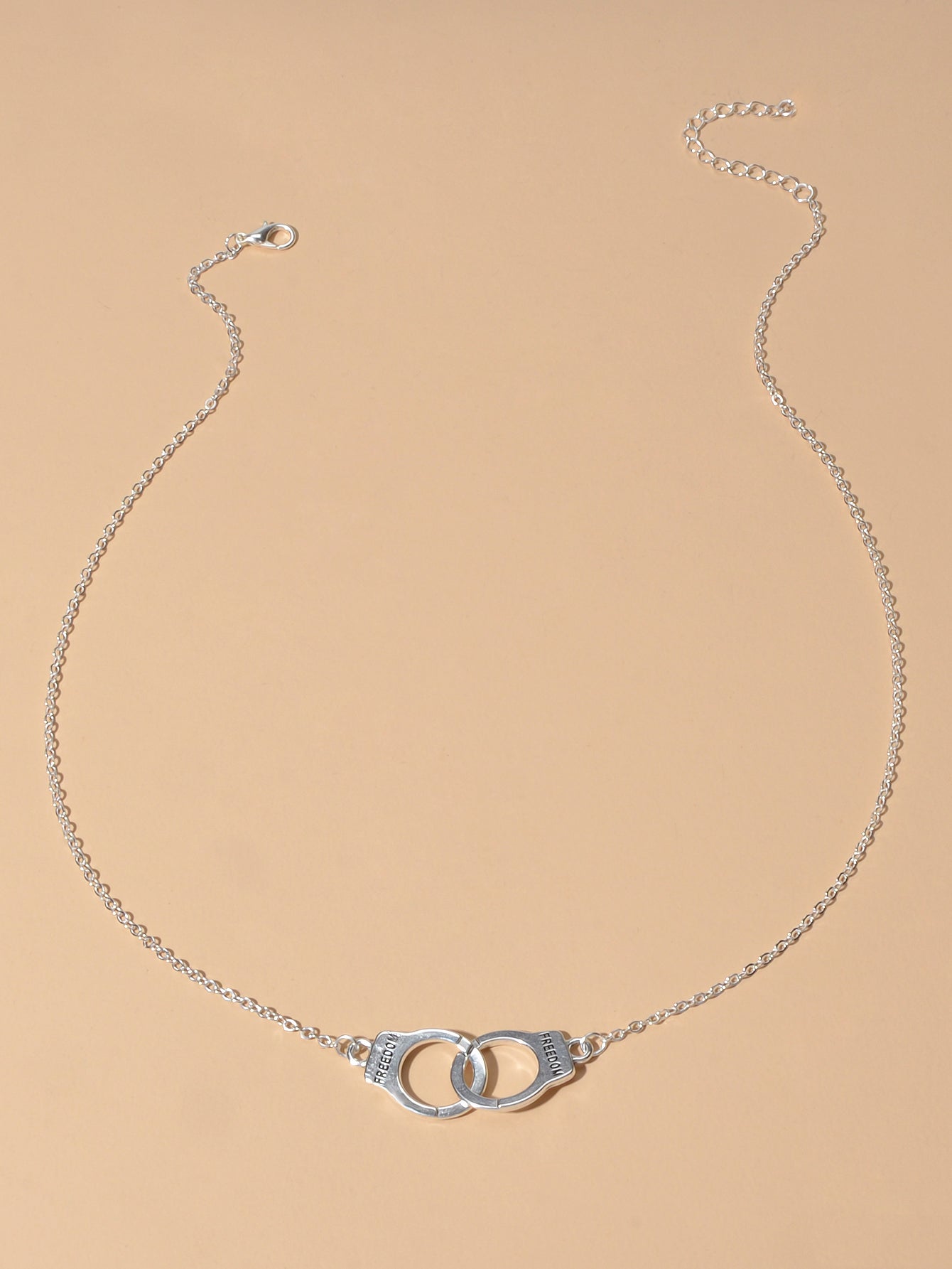 Punk Silver FREEDOM Handcuffs Necklace Boho Lover Jewellery