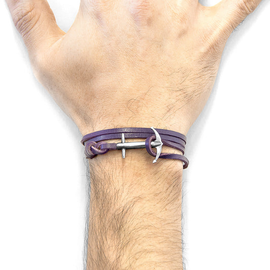 Grape Purple Admiral Silver & Leather Bracelet