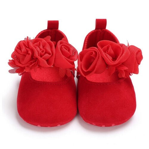 Newborn Girls Baby Crib Shoes Flower Soft Sole