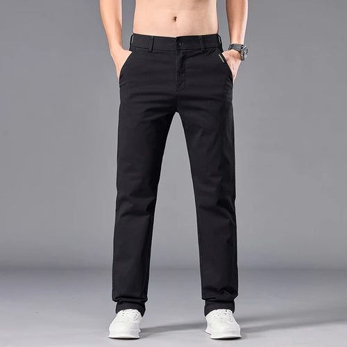 New Casual Pants Men Straight Fit Stretch Autumn Chino Trousers Male
