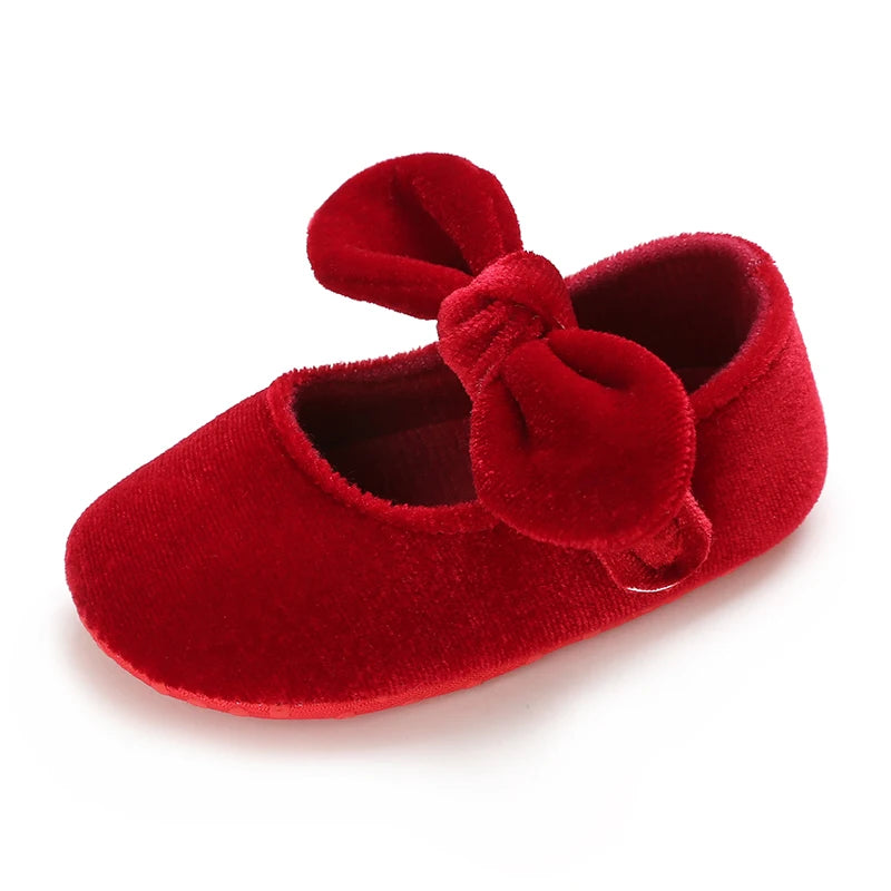 0-18M Newborn Infant Baby Girls Shoes Velvet Red Christmas 0-18M
