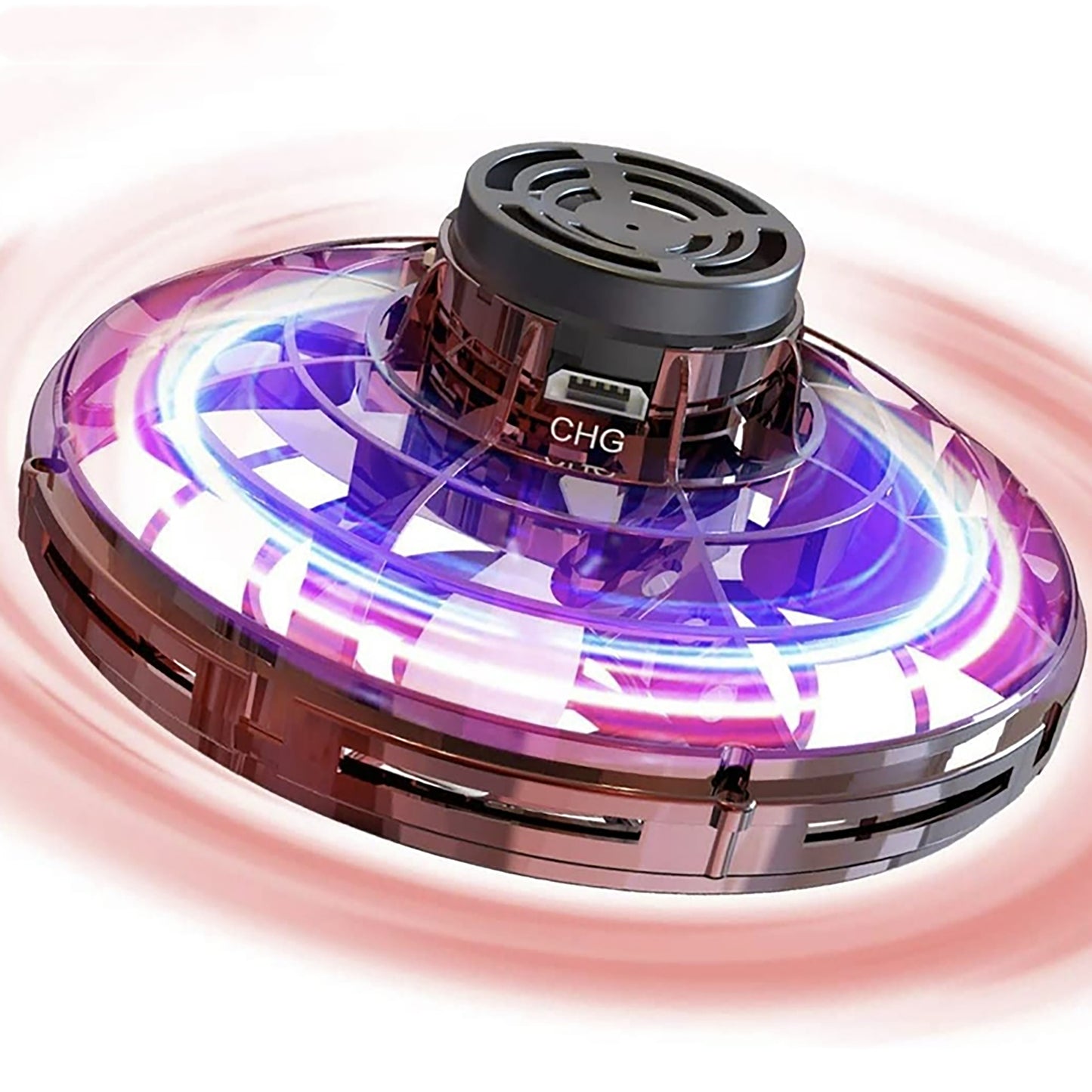 Zummy Flying Mini UFO Toy for Kids with RGB Lights, Black
