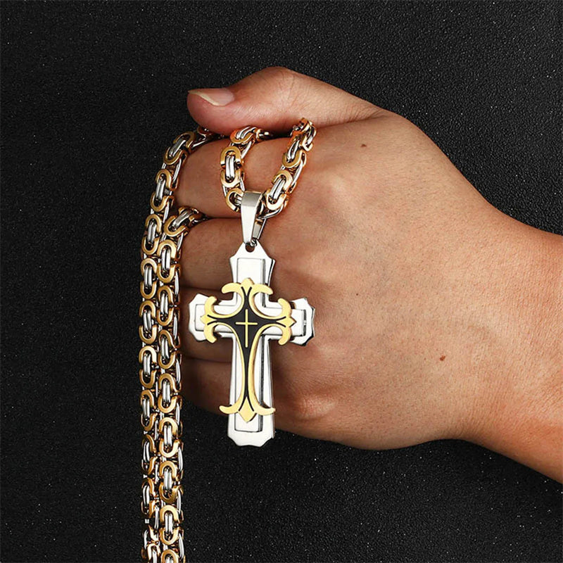 Fashion Jewelry Christian Trinity Latin Cross Necklace For Men