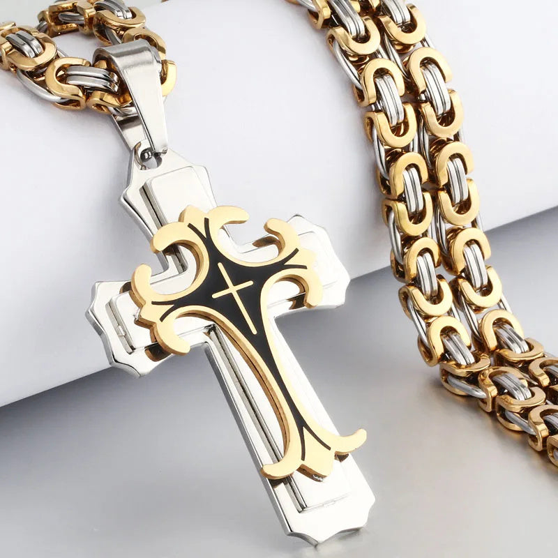 Fashion Jewelry Christian Trinity Latin Cross Necklace For Men