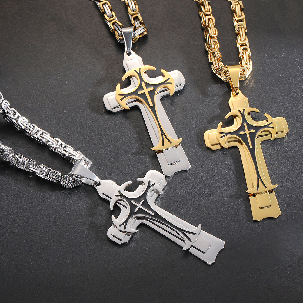 Fashion Jewelry Christian Trinity Latin Cross Necklace For Men