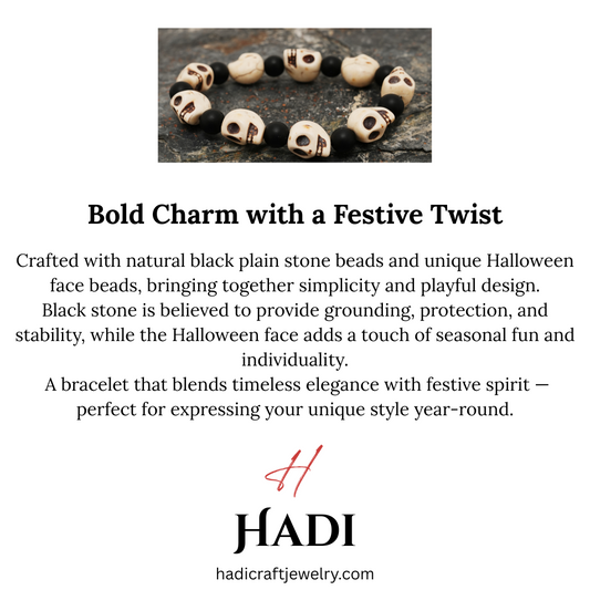 Handmade Bracelet Howlite Skull Bead Stretch Bracelet for Halloween