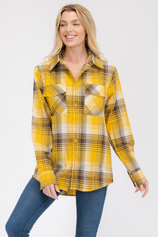Oversize Boyfriend Plaid Checkered Flannel FL102