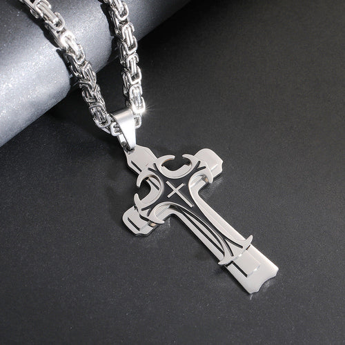 Fashion Jewelry Christian Trinity Latin Cross Necklace For Men