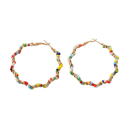 Bohemian Jewellery Seed Beads Decor Handmade Big Hoop Earrings Tribal