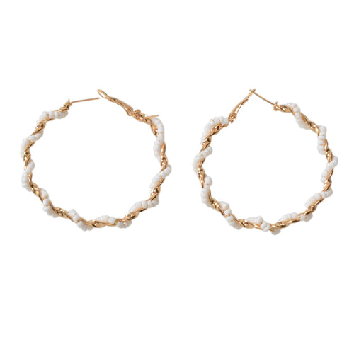 Bohemian Jewellery Seed Beads Decor Handmade Big Hoop Earrings Tribal