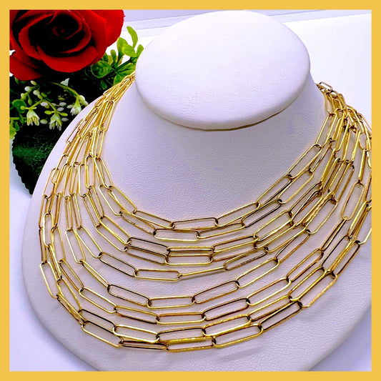 18K Real Gold Paper Clip Chain