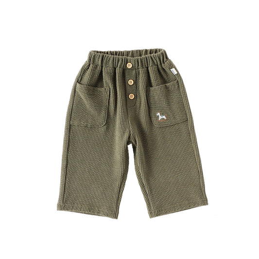 Casual Baby Kids Cartoon Embroidered Pattern Corduroy Pants