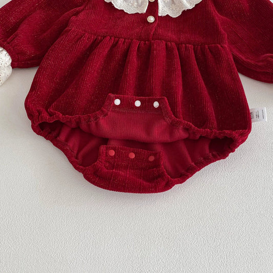 Autumn Arrival Baby Girls Long Sleeves Color Patchwork Onesies