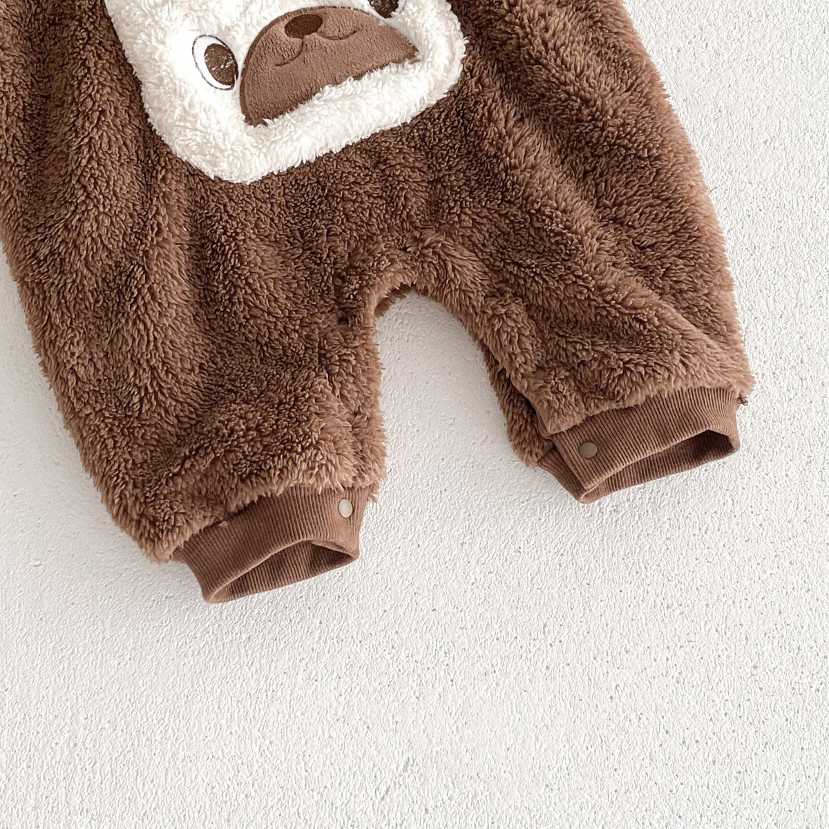 Baby Unisex Long Sleeves Animals Cartoon Pattern Pocketed Rompers