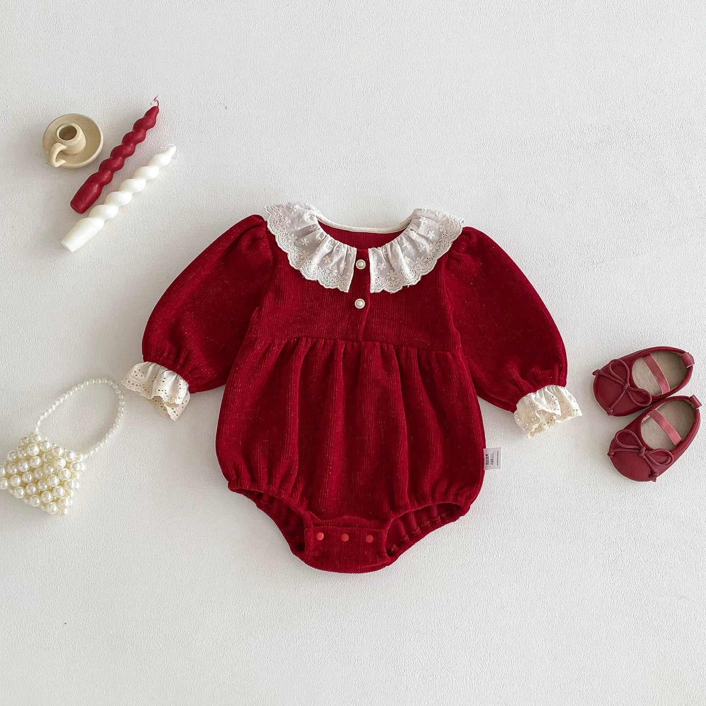 Autumn Arrival Baby Girls Long Sleeves Color Patchwork Onesies