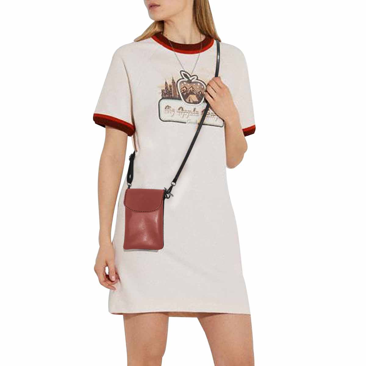 Womens Cell Phone Purse - Cognac Red
