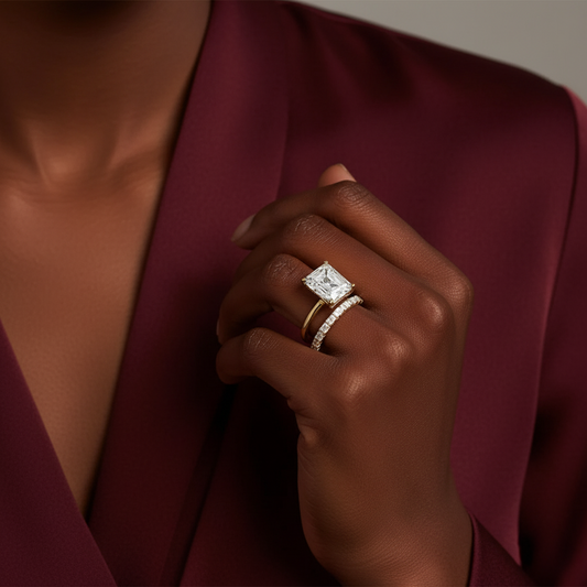 2ct Lab Diamond Ring | Emerald Half Eternity | IGI Certified | 10K