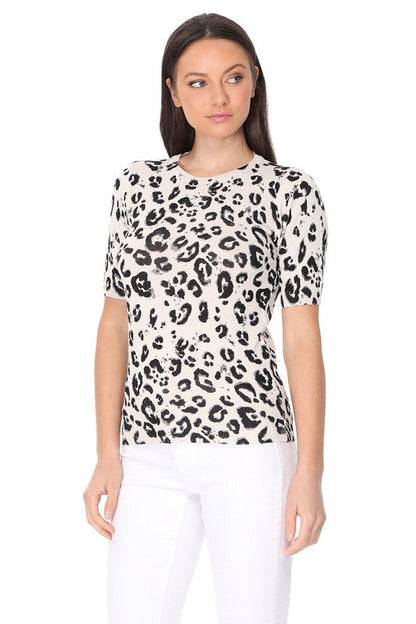 Leopard Print Casual Knit Pullover Sweater