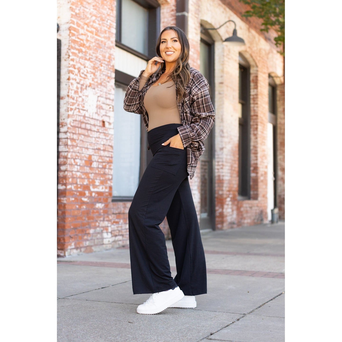 Brooke - Black Wide Leg Full-Length with Pockets - Luxe Leggings by Julia Rose®