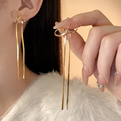 Stainless Steel Jewelry Wholesale Non-tarnish Herringbone Bow Earrings