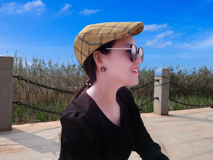 Visor Beret Sun Hat - Peaked Cap Forward Cap Plaid Baseball Cap