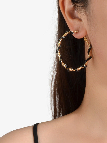 Bohemian Jewellery Seed Beads Decor Handmade Big Hoop Earrings Tribal