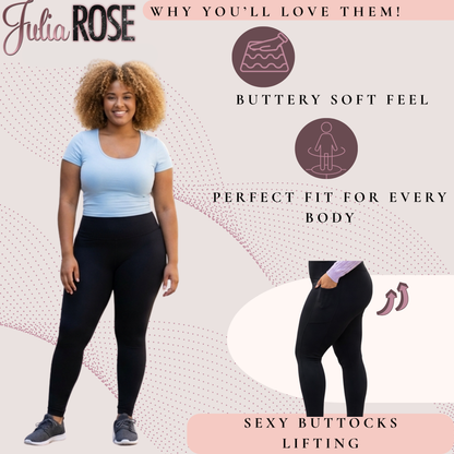 Curvy Collection - BLACK FULL-LENGTH Leggings with POCKET
